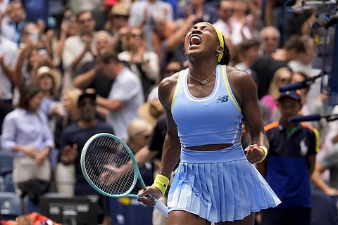 US Open 2024: Coco Gauff, of the United States, reacts after defeating Elina Svitolina, of Ukraine